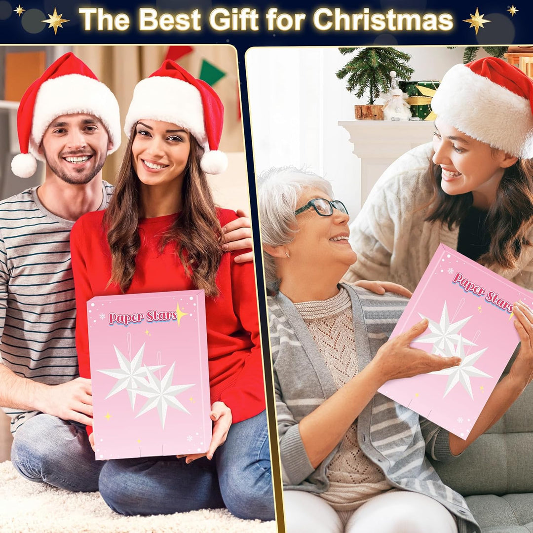 Weihnachtsstern Beleuchtet LED 60cm 2 Stück, Papiersterne Weihnachten Papierstern Beleuchtet zum Auf