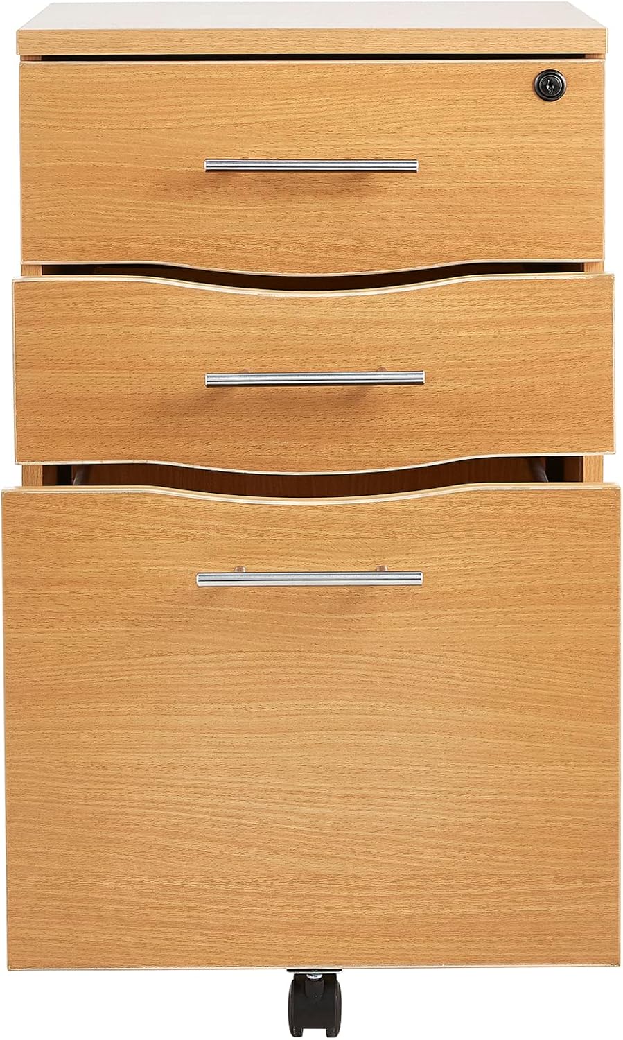 MMT Furniture Designs Ltd MT Products Mobilschrank mit 3 Schubladen, abschliessbar, Buche, für Schre