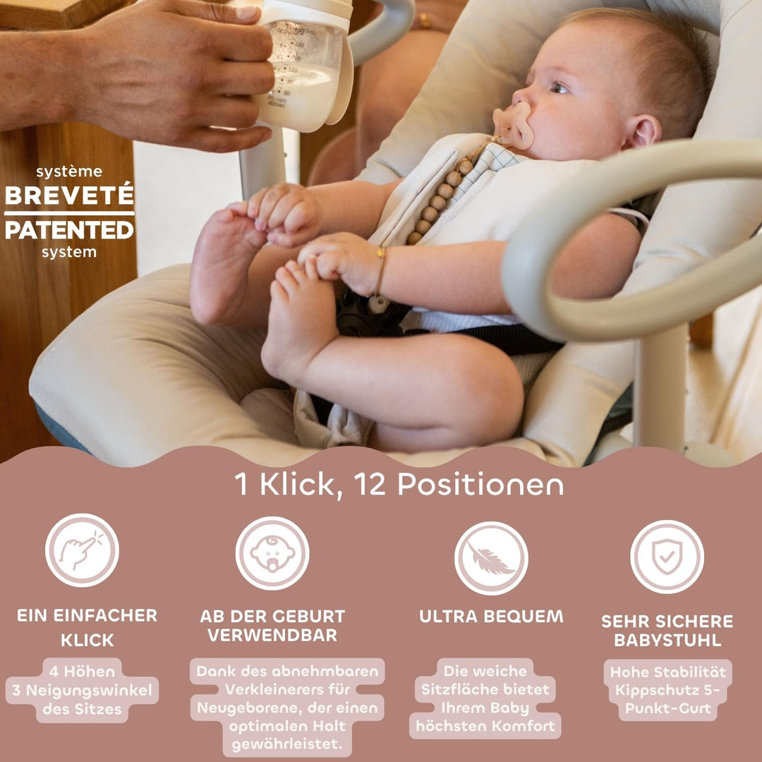 BÉABA Up & Down IV Babywippe – Höhenverstellbar, Unisex für Babys und Kleinkinder, 3 Neigungspositio