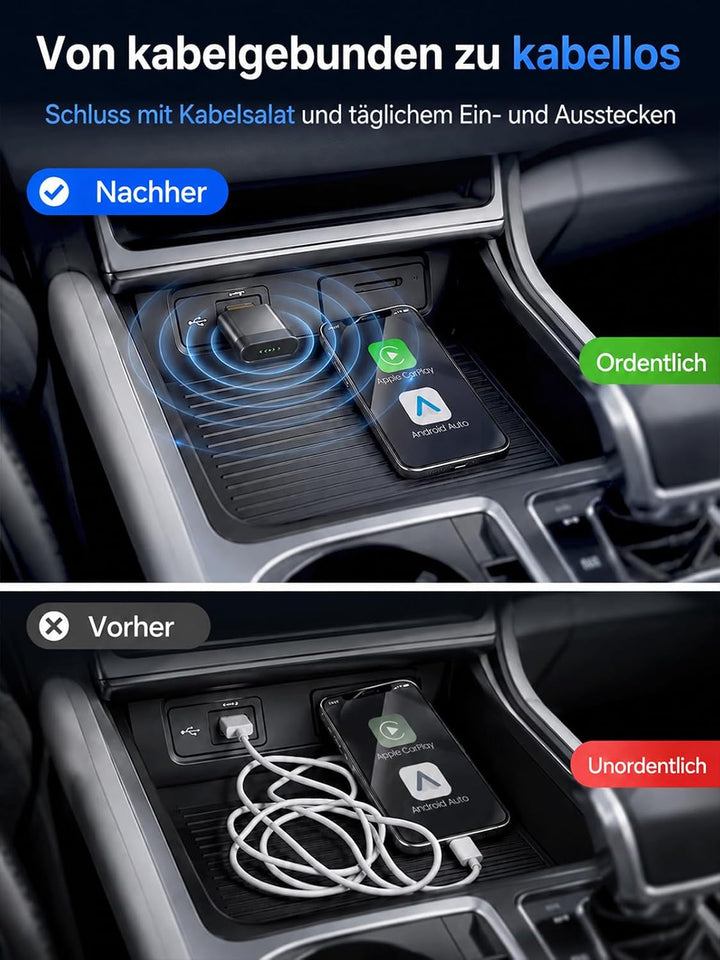 Mini CarPlay Wireless Adapter &amp; Android Auto Wireless Adapter Grau, Grau