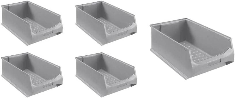 SparSet 5x Graue Sichtlagerbox 5.0 | HxBxT 20x30x50cm | 21,8 Liter | Sichtlagerbehälter, Sichtlagerk