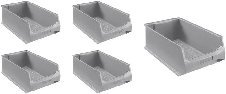 SparSet 5x Graue Sichtlagerbox 5.0 | HxBxT 20x30x50cm | 21,8 Liter | Sichtlagerbehälter, Sichtlagerk
