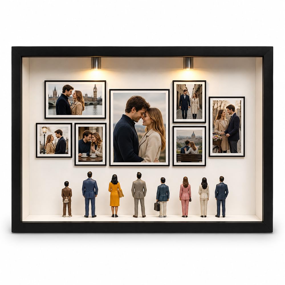 Mini Museum Bilderrahmen, SGZIOO DIY Mini Museum Silhouette Box mit Licht, Museum of Us Set, Tiefer