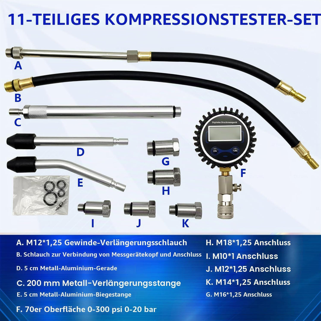 ZKTOOL Kfz-Kompressionstester, Digitales Kompressionsmessgerät 250 PSI, Motorzylinder-Kompressionste