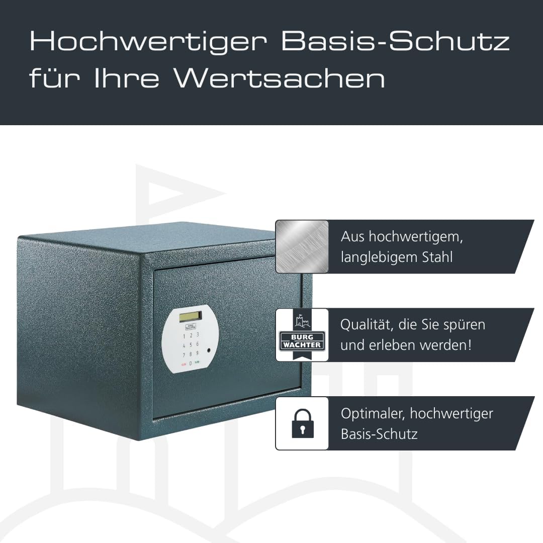 Burg-WÄCHTER Möbeltresor mit elektronischem Zahlenschloss, Inkl. Fachboden Zur Wand- und Bodenbefest