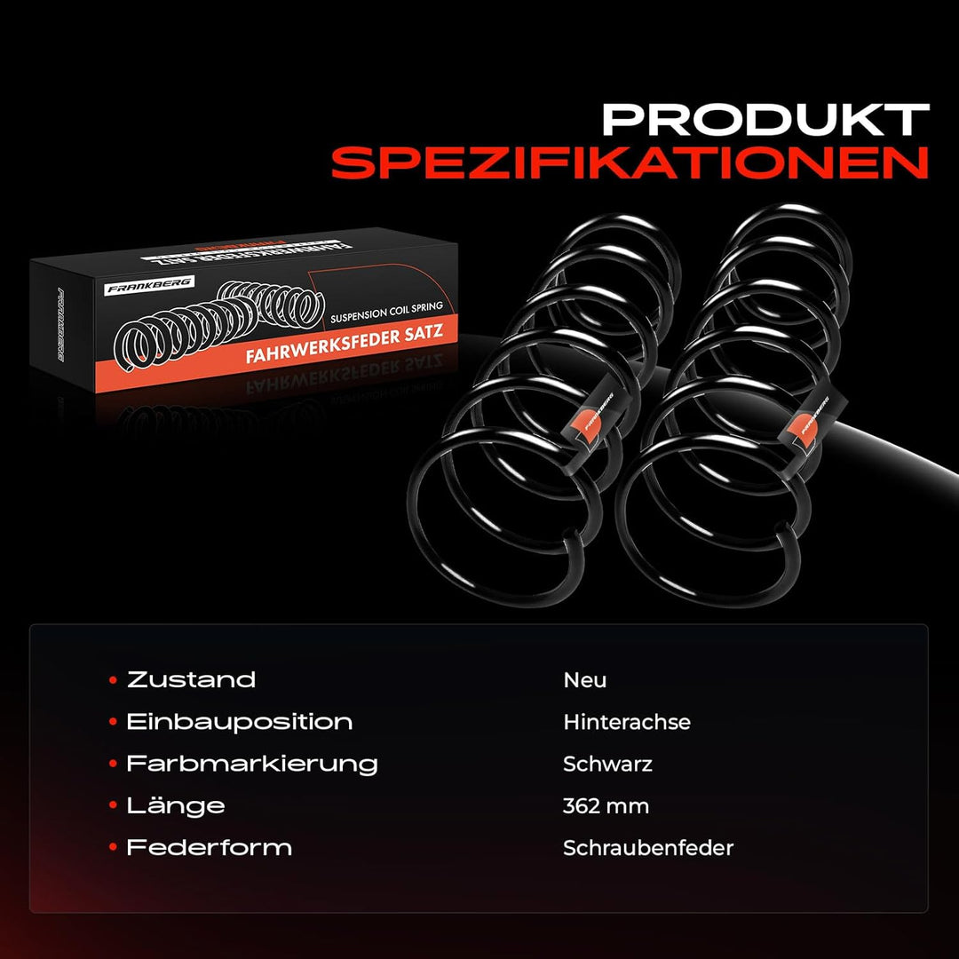 Frankberg 2x Federn Fahrwerksfeder Hinterachse Kompatibel mit Mondeo I GBP 1.6L-2.5L Schrägheck Limo