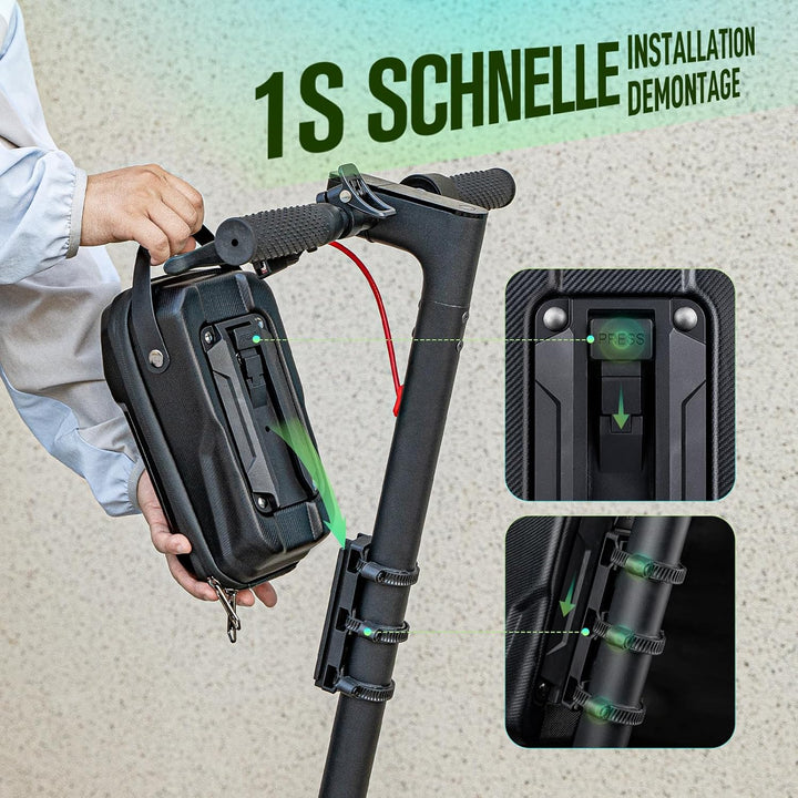 Jeebel 3/4/5L E Scooter Tasche, Grosse Kapazität wasserdichte Lenkertasche mit Schnellverschluss-Mon