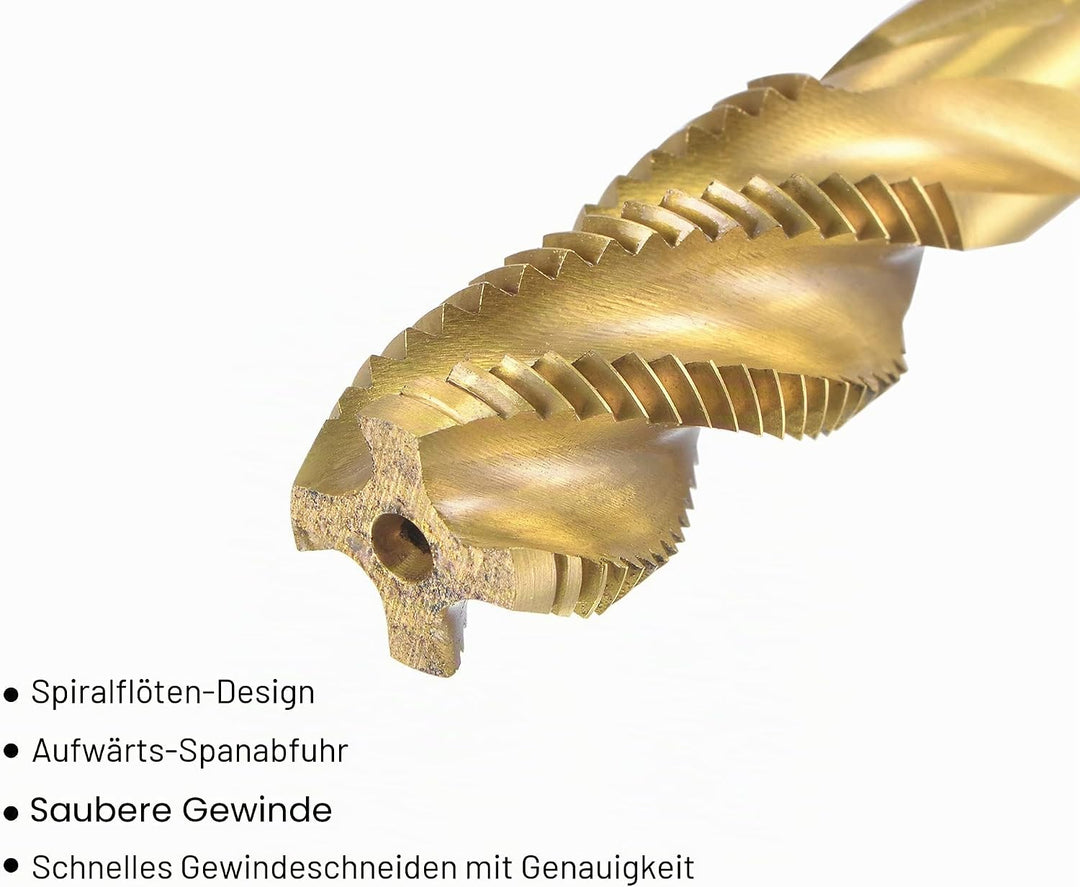 sourcing map Gewindebohrer mit Spiralnut M14 x 1.5 Schnellarbeitsstahl Titanbeschichteter Maschineng