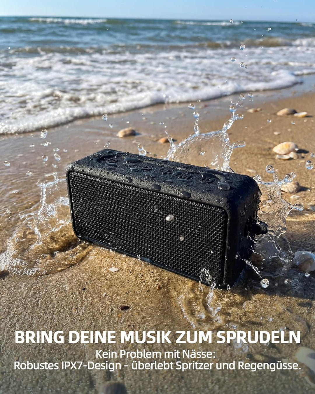 GB03 30W Tragbarer Bluetooth Lautsprecher BT 6.0, DSP Sound mit Tiefbass, IPX7 Wasserdicht, 24 Std A