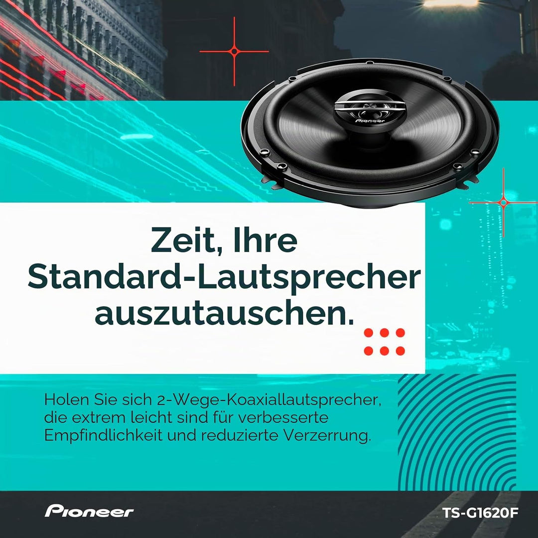 Pioneer TS-G1620F 2-Wege-Koaxial-Lautsprecher, 15,4 cm, 300 W max. / 40 W Nennweite, 32 x 18 x 8,1 c