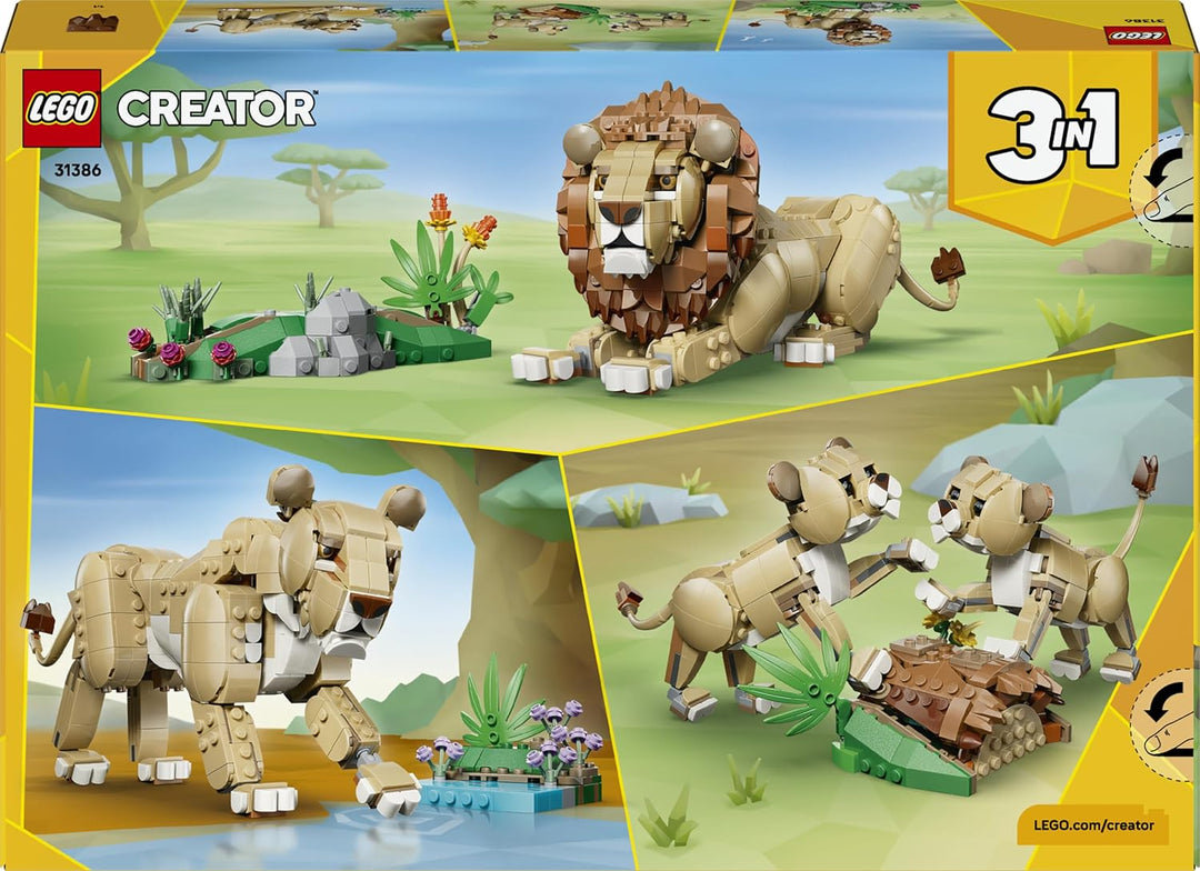 LEGO Creator 3-in-1-Set Wilde Tiere: Majestätischer Löwe - Bauset für Kinder ab 9 Jahren - Löwe, Löw