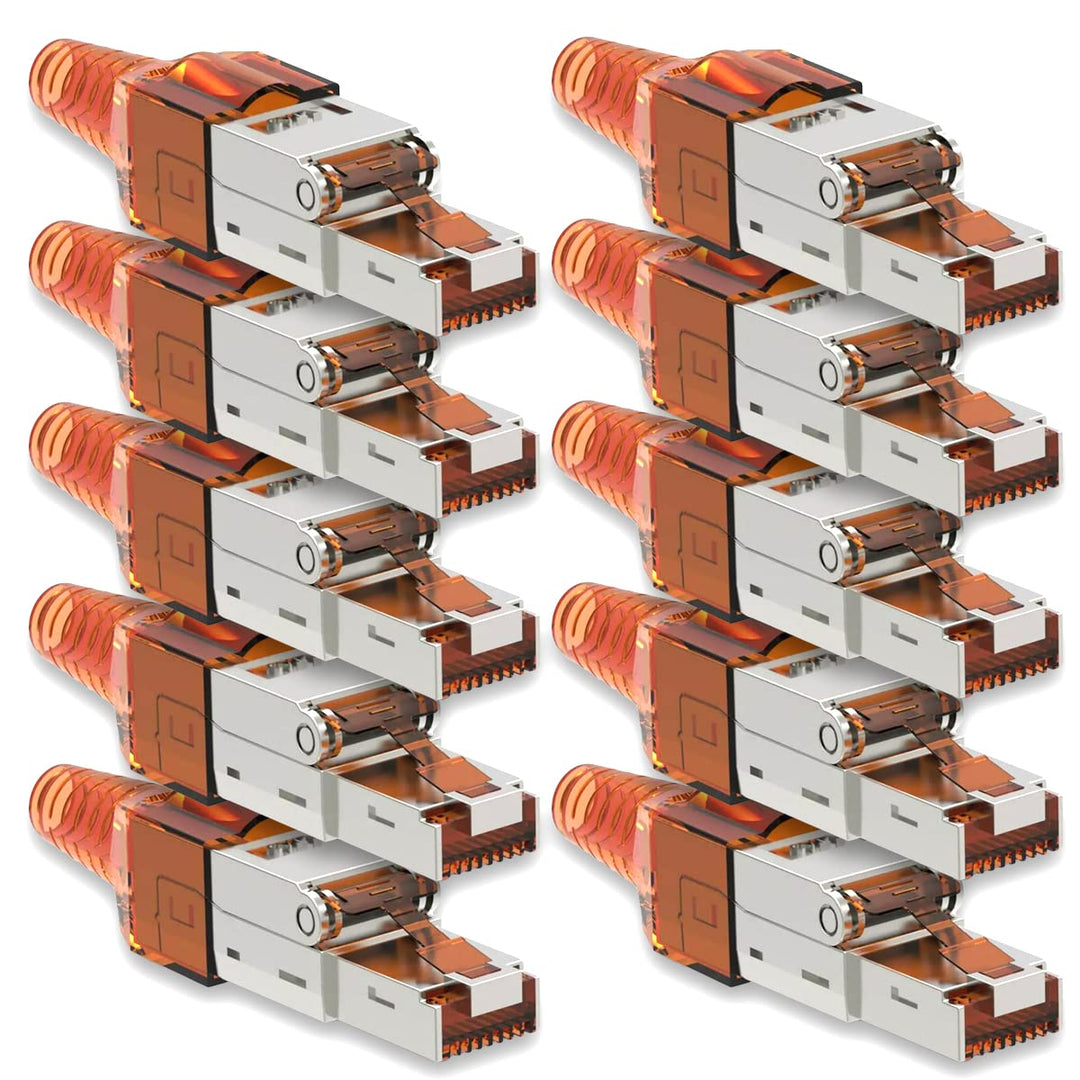 NAUC Netzwerkstecker Cat 7 CAT7 werkzeuglos RJ45 LAN Kabel Stecker ohne Werkzeug werkzeugfrei kompat