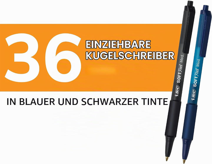 BIC 1mm Soft Feel Ballpoint Retractable Pen, Black/Blue, (BICSCSM361AST) by BIC New Edition Schwarz,