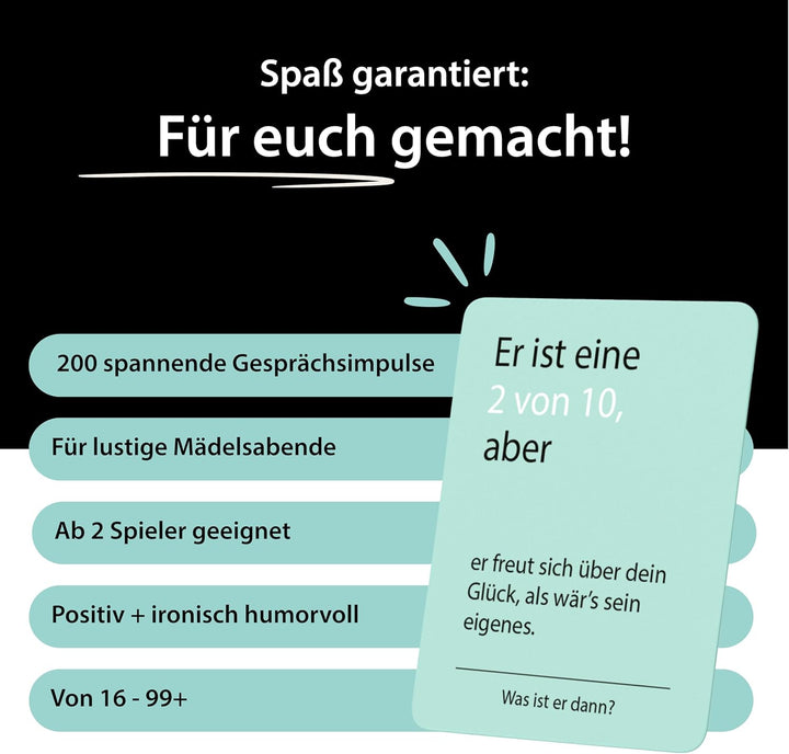 Er ist eine 10/10, aber Spiel – Kartenspiel mit 100 Karten zum Lachen & Diskutieren für unvergesslic