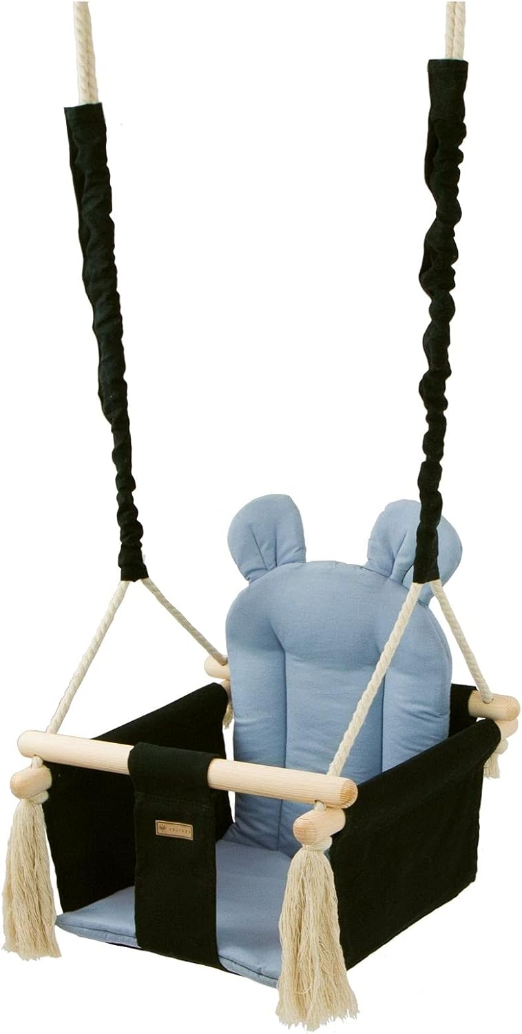 Kinderschaukel Babyschaukel Indoor-Schaukel Hängeschaukel Sitzschaukel Hängesitz (Muster: schwarz, h