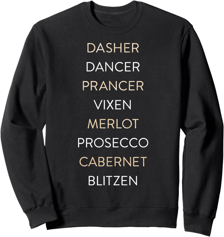 Trendy Christmas Reindeer & Wine Names Sweatshirt