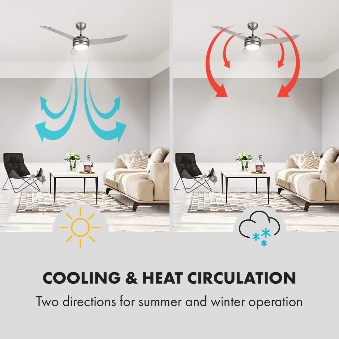 Klarstein El Paso Deckenventilator - 2-in-1: Ventilator & Deckenlampe, Durchmesser: 52" (132 cm), 3