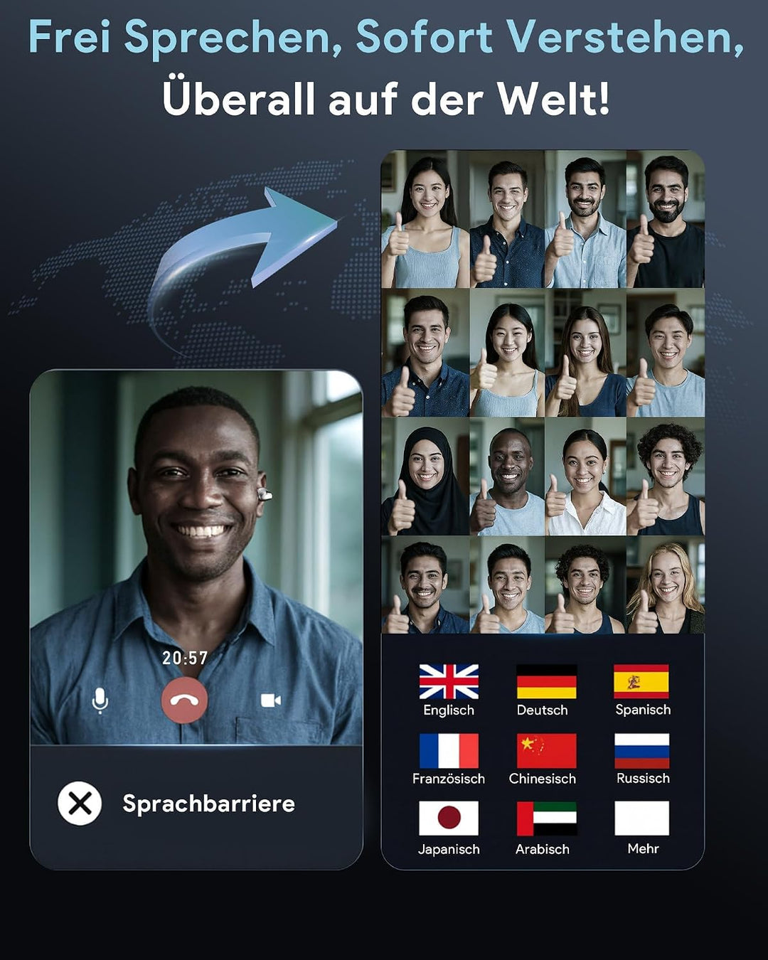 Boytond Ki Übersetzer Kopfhörer, Ki Kopfhörer Übersetzer Echtzeit als Mobiler Übersetzungskopfhörer