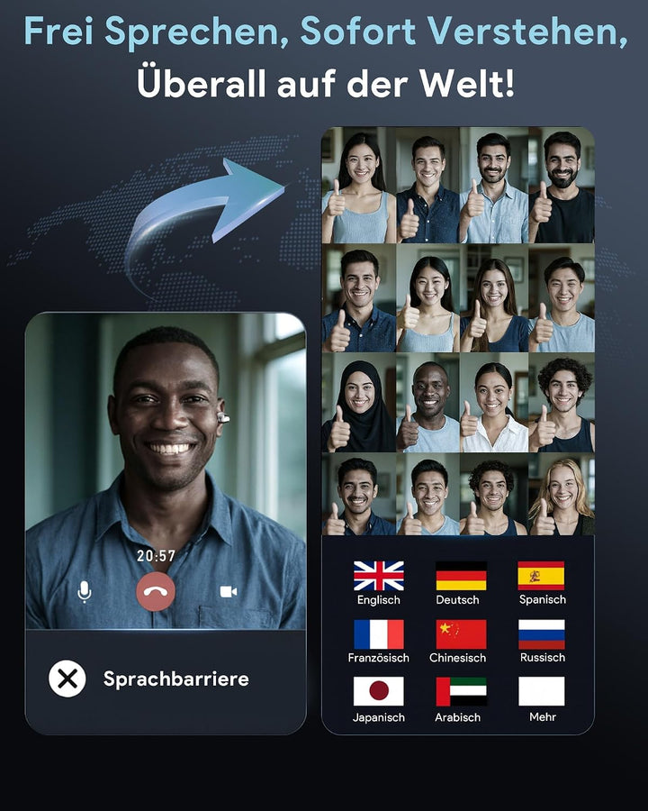 Boytond Ki Übersetzer Kopfhörer, Ki Kopfhörer Übersetzer Echtzeit als Mobiler Übersetzungskopfhörer