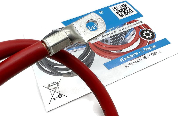 eXODA Batteriekabel 35 mm² 50cm mit Kabelschuhen M8 Rot für Auto Boot Motorrad hohe Materialqualität