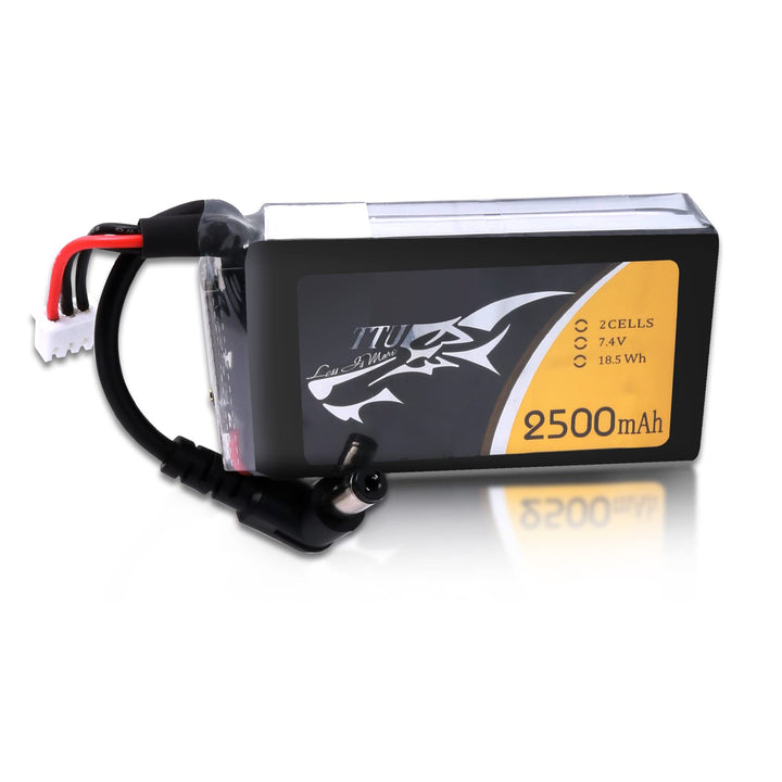 TATTU 2500mAh 2S 7.4V Ersatz-Lipo Akku mit DC5.5mm Stecker für Fatshark Goggles