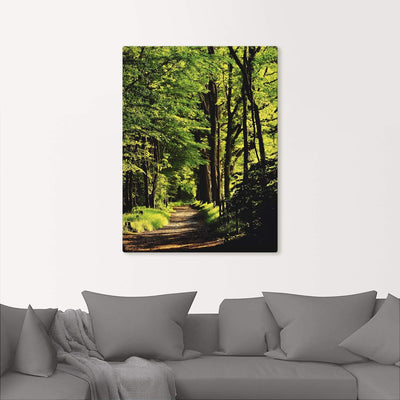 ARTland Leinwandbilder Wandbild Bild Leinwand 60x80 cm Wald Landschaft Natur Frühling Sonne Bäume La