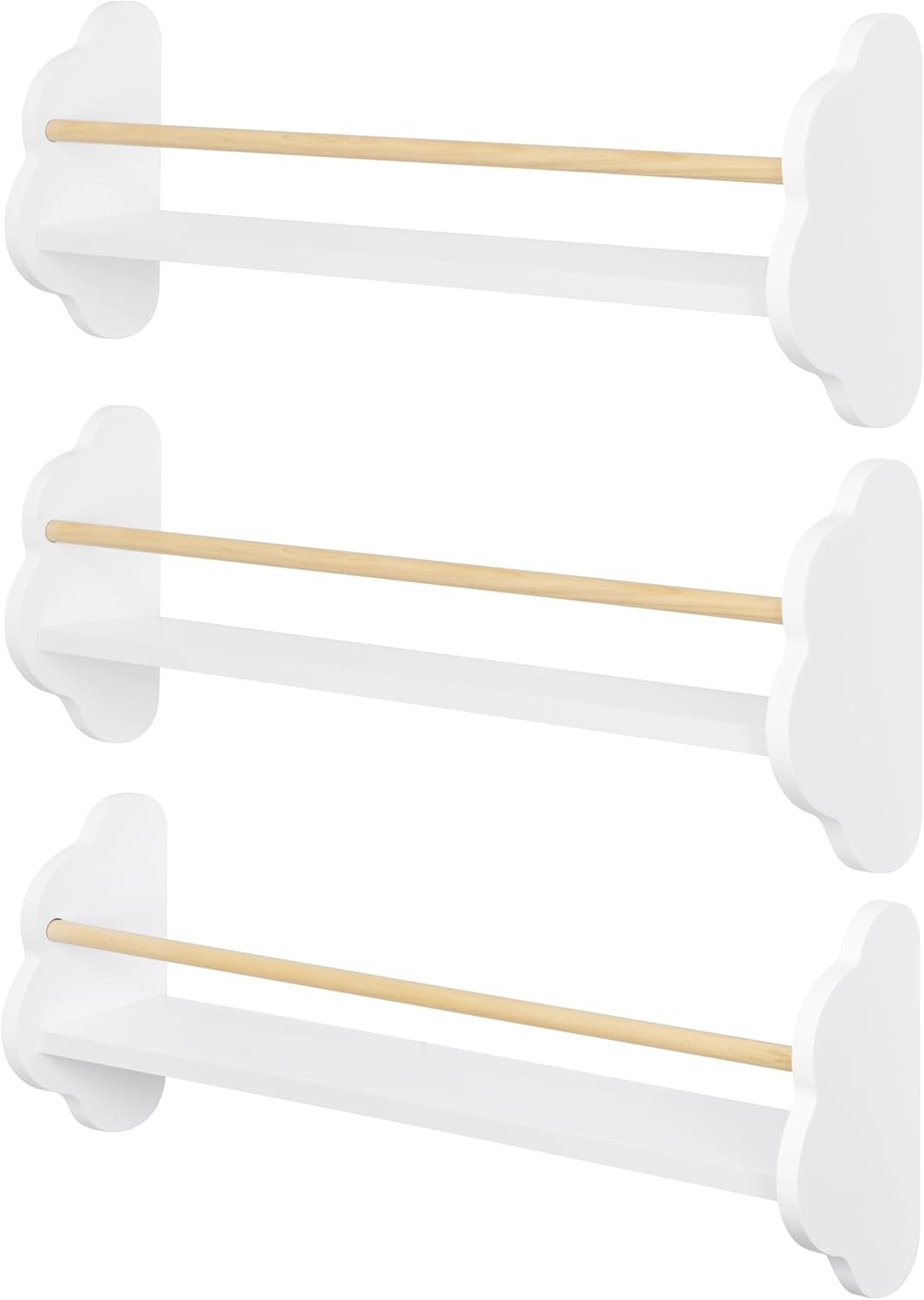 WOLTU Bücherregal Kinder Wand 3er Set, Wandregal Kinderzimmer, Kinderregal für Buchaufbewahrung, aus