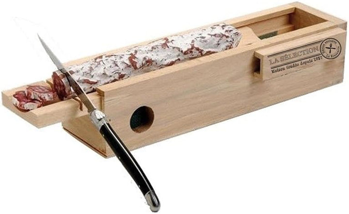 COOK CONCEPT Bistrot Kd3158 Laguiole – Wurstkäse und Messer aus Holz Beige, 32,7 x 10,8 x 7,7 cm