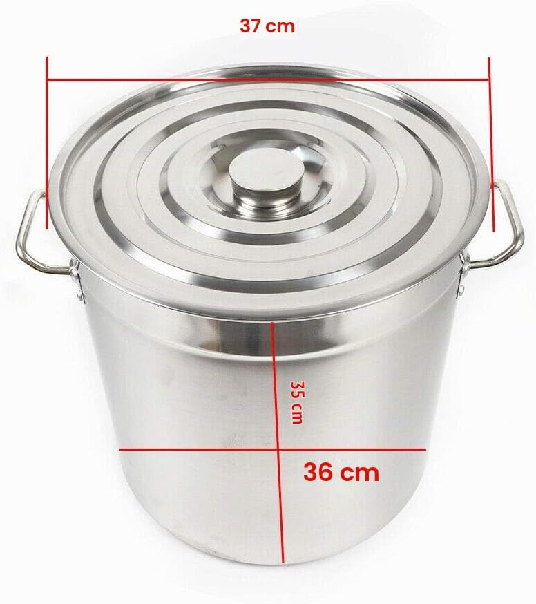 35 Liter Edelstahl Topf Küchenutensil Kochtopf Suppen Eintöpfe Topf mit Deckel Suppentopf aus verdic