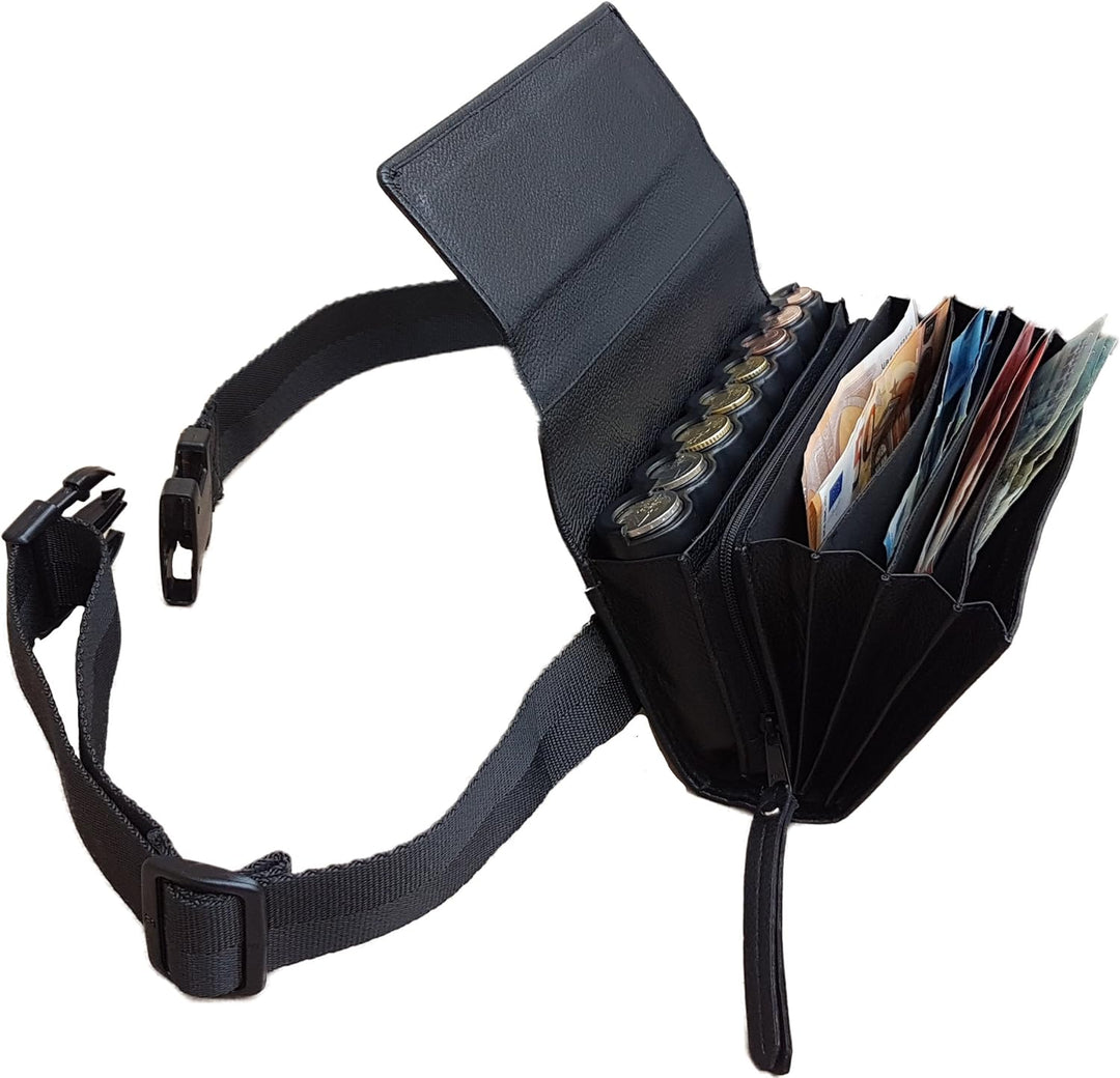 CLAIRE-FONCET Leder Kellnertasche, Kellnergeldbörse, Kellnergeldbeutel, Inkl. Euro-8 Geldmünszen-Gel