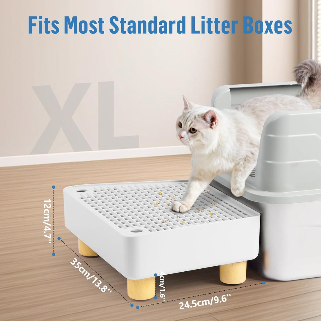 Katzentoilettenrampe, Katzen Treppen & Stufen mit Holzfüsse Filterfunktion, leicht zu reinigender Ti