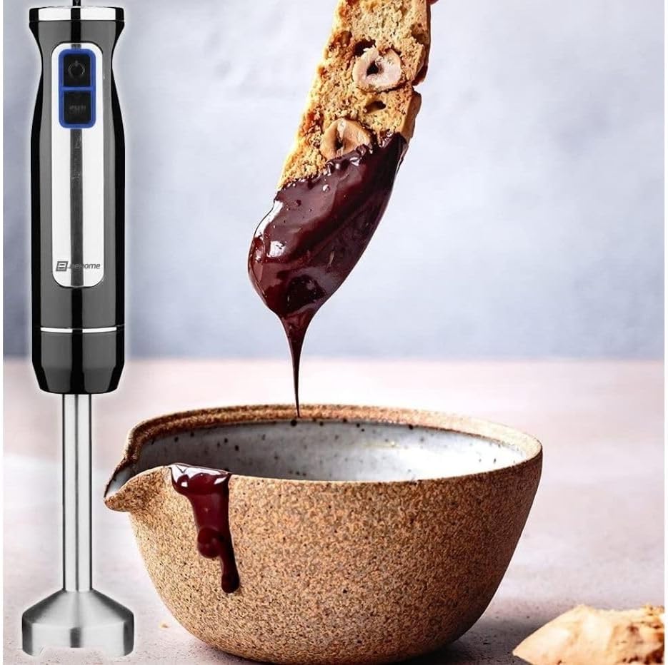 BEHOME Stabmixer Elektrischer, Pürierstab Edelstahl 800W|8 Geschwindigkeiten für Babynahrung, Suppe,