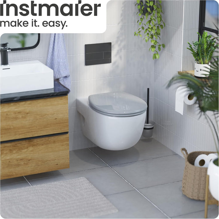instmaier Toilettendeckel mit Absenkautomatik grau | Made in Germany | ovale Form | Toilettensitz au