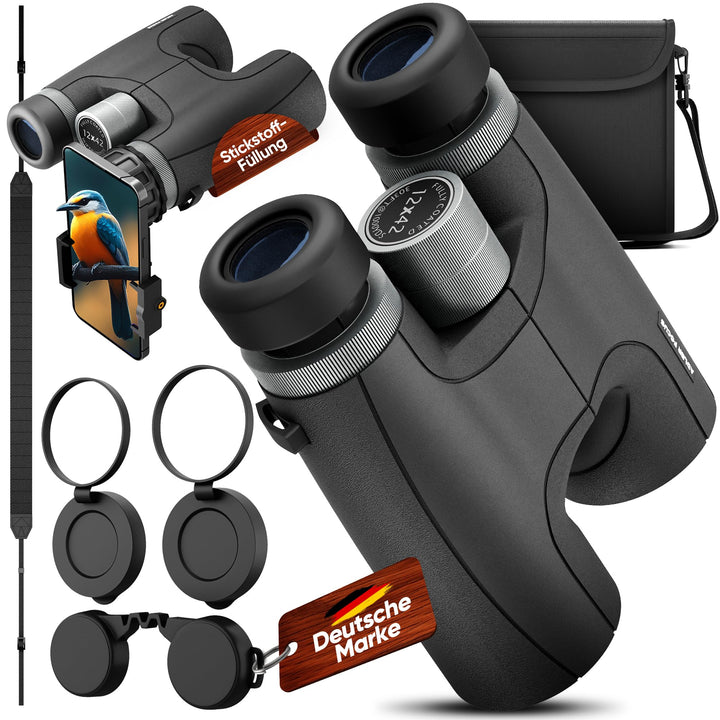 12x42 Nitro, Magnesium Fernglas mit Nitrogenfüllung, wasserdicht, Fernglas für Erwachsene, BAK4 HD P