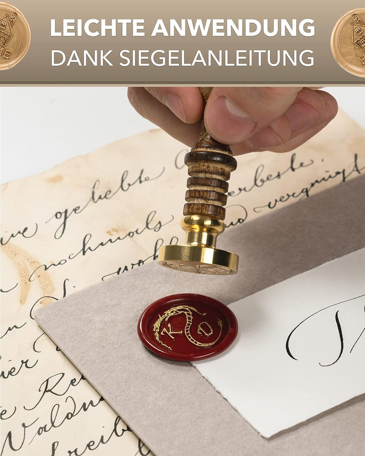 gravurART Siegelstempel personalisiert mit Initialen - Einladungen, Save the Date zur Hochzeit mit W