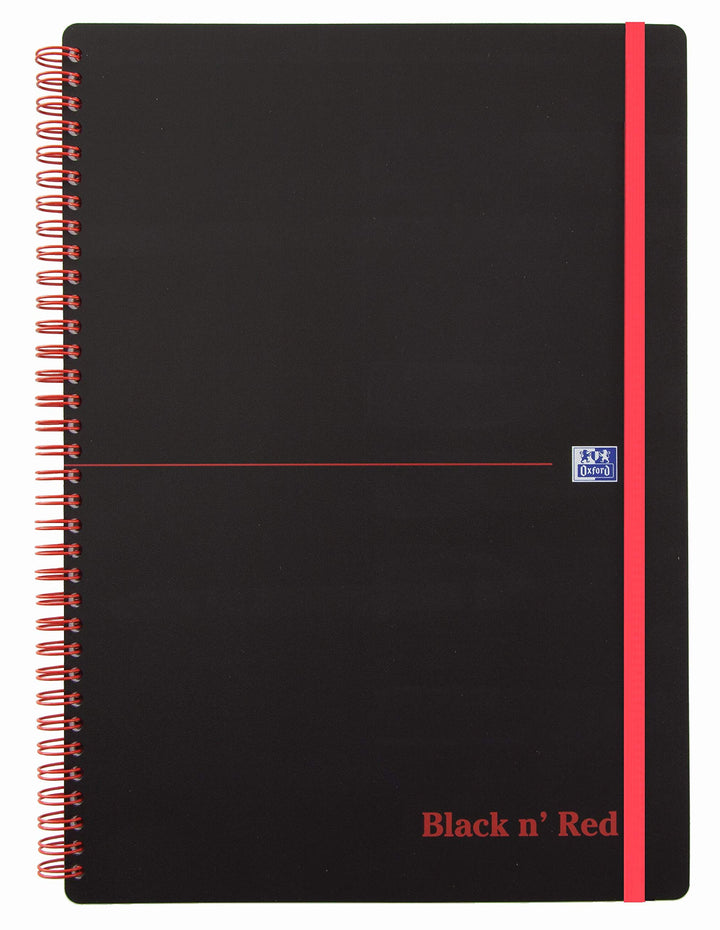 Oxford 400047655 Spiralbuch Black n' Red 5er Pack DIN A5 liniert flexibler Deckel 70 Blatt schwarz r