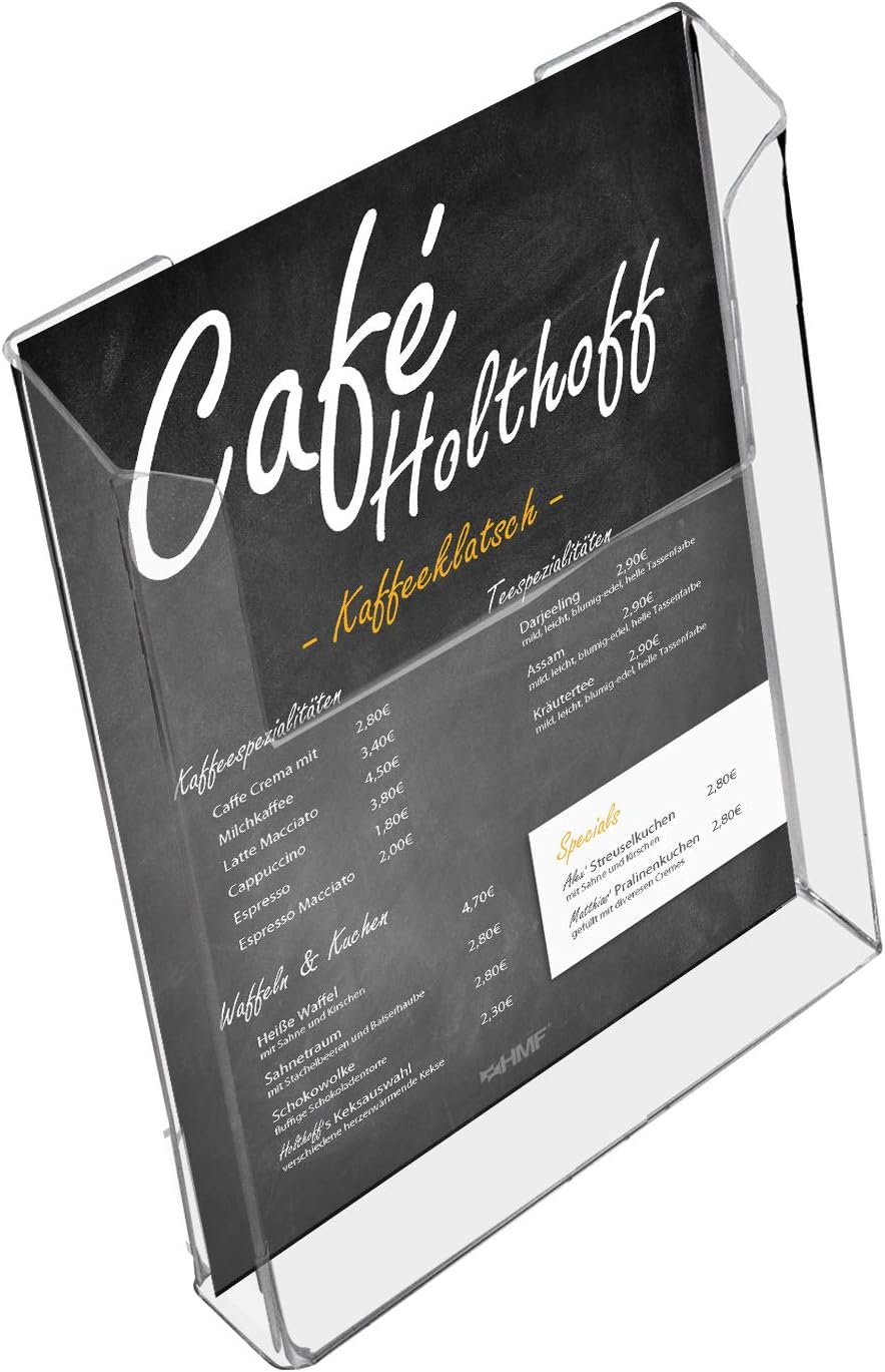 HMF 46843 Wand Prospekthalter aus Acryl | 10 Stück | DIN A4 Hochformat | Transparent 10 Stück DIN A4