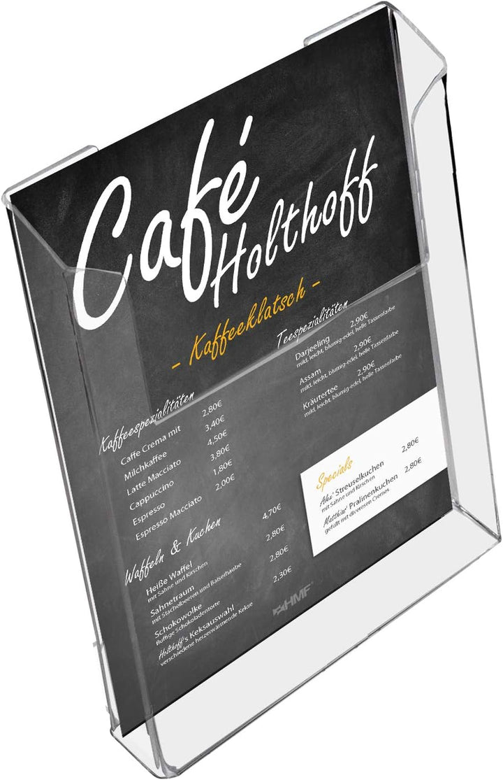 HMF 46843 Wand Prospekthalter aus Acryl | 10 Stück | DIN A4 Hochformat | Transparent 10 Stück DIN A4