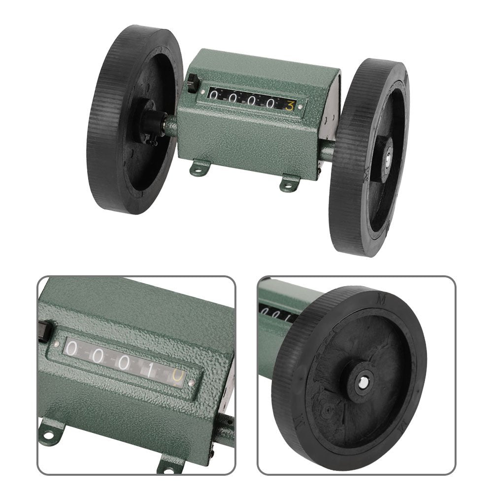 Mechanische Längenzähler Meter Counter Rolling Wheel 5 Stellen 0-9999,9m zum Zählen Messlänge, Max.