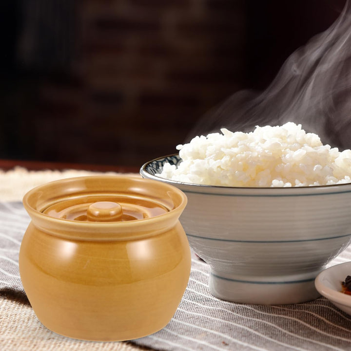 GLEAVI Keramik mit Deckel Dampf Suppentopf 1L Küche Zuhause Vielseitig Einsetzbar Design Wärmespeich