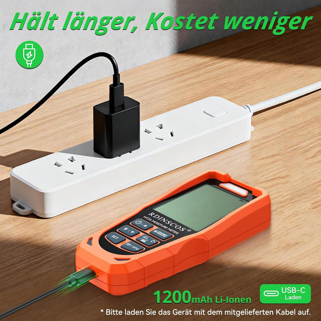 RDINSCOS Feuchtigkeitsmessgerät Wand Feuchtigkeitsprüfer Mauerwerk Feuchtigkeitsmesser Wand Pinless-