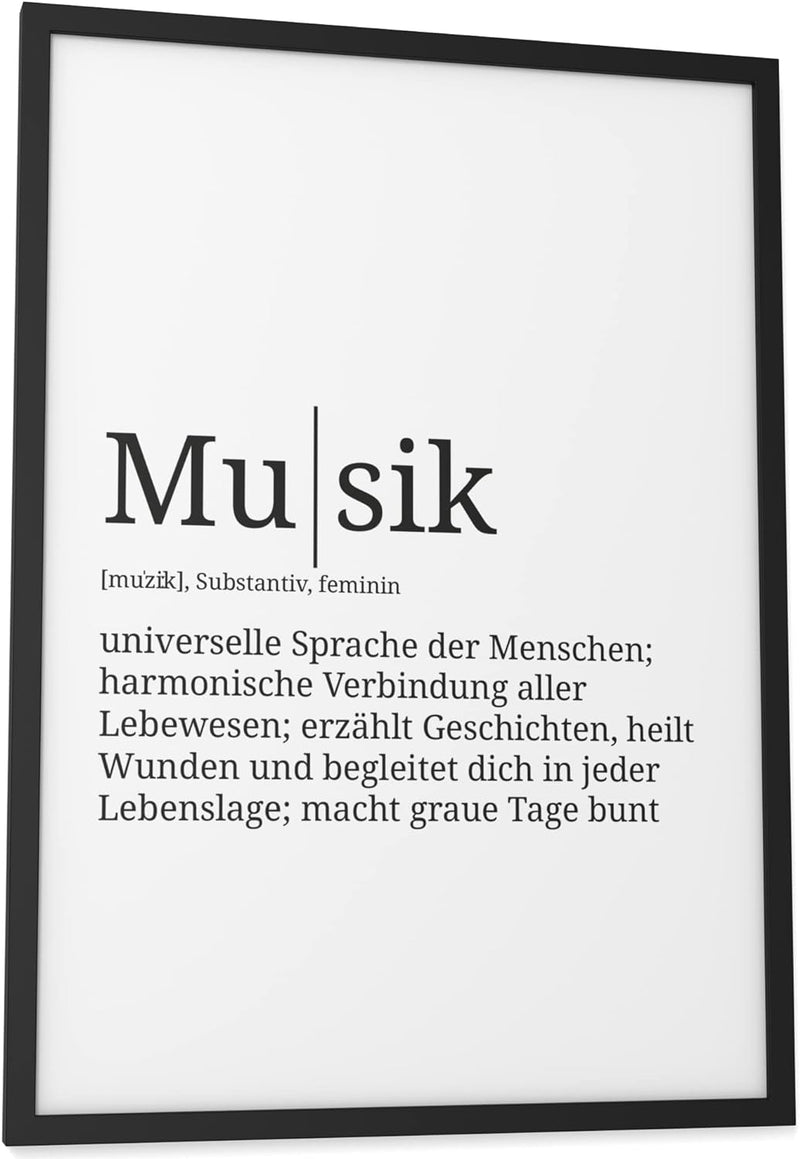 Papierschmiede® Definition: Musik, DIN A3 fertig gerahmt (Rahmen: Material und Farbe wählbar), Wandb