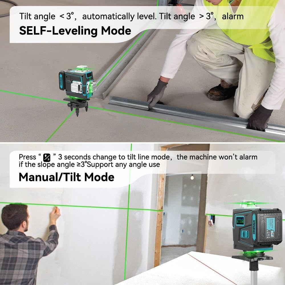 Kreuzlinienlaser mit Stativ, 4 x 360° Laser Wasserwaage, 4D 16 Laser Level, Selbstnivellierend ±3°,