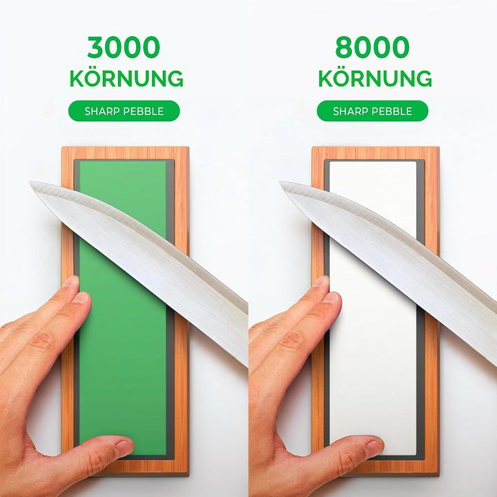 SharpPebble Messerschärfer Schleifstein 2 Seiten Korn 3000/8000 Wasserschleifstein | Wetzstein für M