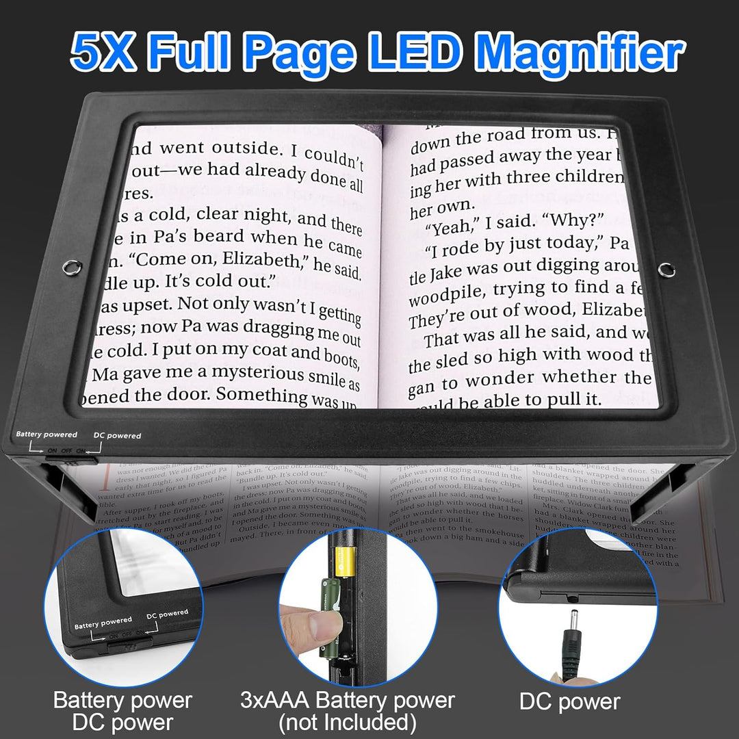 Upgrade Lupe mit Licht, 5X Leselupe mit Licht für Senioren Gross, Dimmbare Lupen mit 50 LED Licht, G