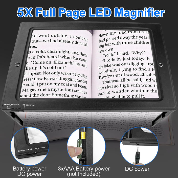 Upgrade Lupe mit Licht, 5X Leselupe mit Licht für Senioren Gross | Dimmbare Lupen mit 50 LED Licht,