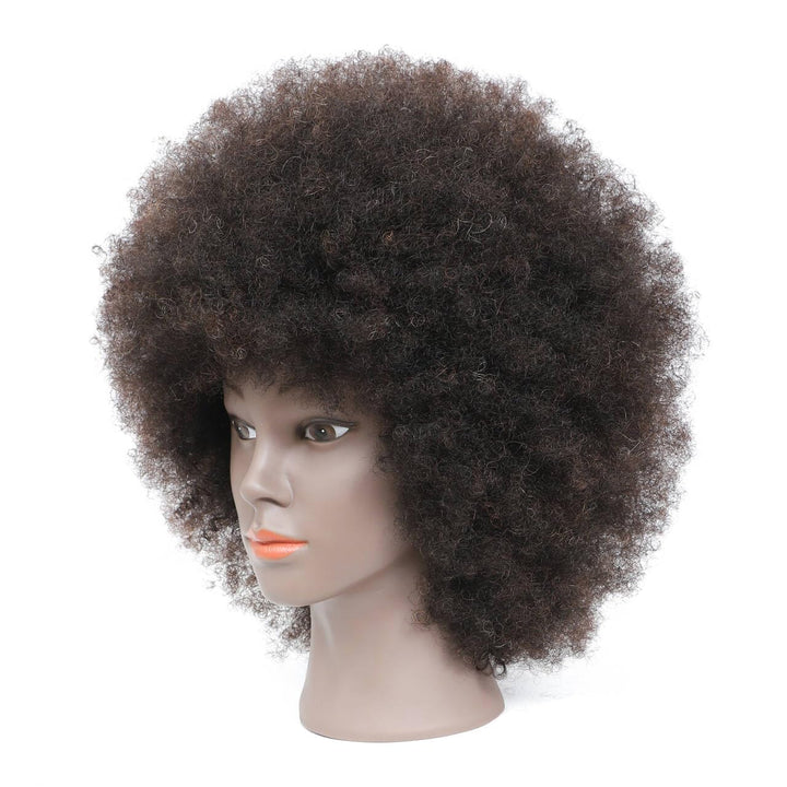 Afro-Mannequin-Kopf aus 100% Echthaar, Friseur-Trainingskopf für Kosmetologie, Puppenkopf (Tischklem