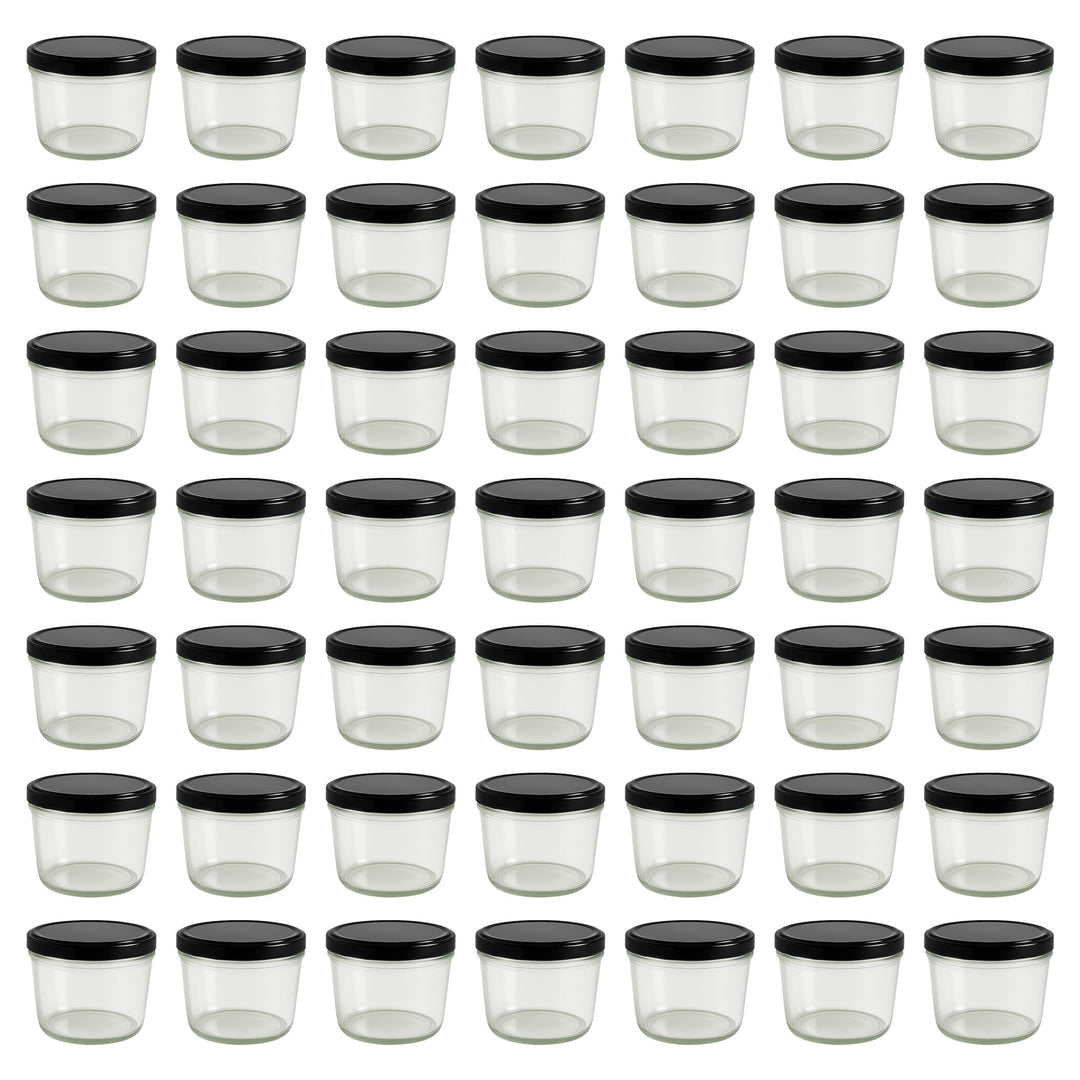 Vitrea 50x Marmeladengläser 230 ml - mit Deckel Schwarz TO 82 - Einmachgläser zum befüllen mit Schra