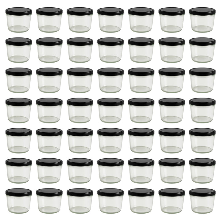 Vitrea 50x Marmeladengläser 230 ml - mit Deckel Schwarz TO 82 - Einmachgläser zum befüllen mit Schra