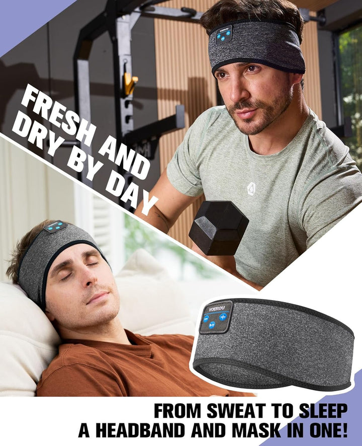 Voerou Cuffie per dormire Con Fascia Bluetooth, cuffie Wireless Comfy Band, cuffie per dormire Con a